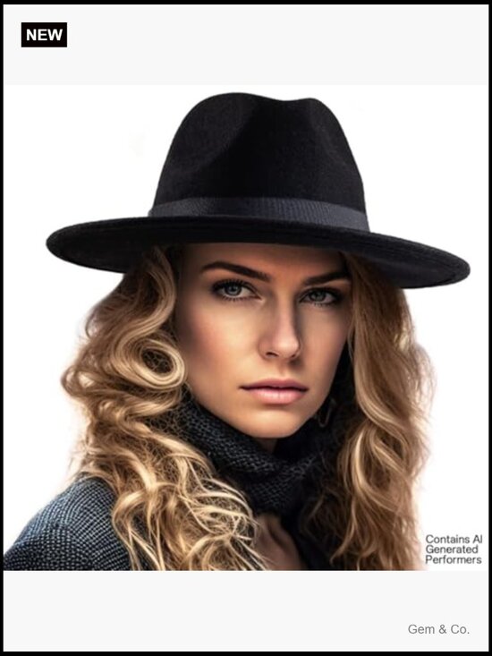 Felt Wide Brim Fedora Hat with Band Buckle, Adjustable, Unisex Fedora main image 6